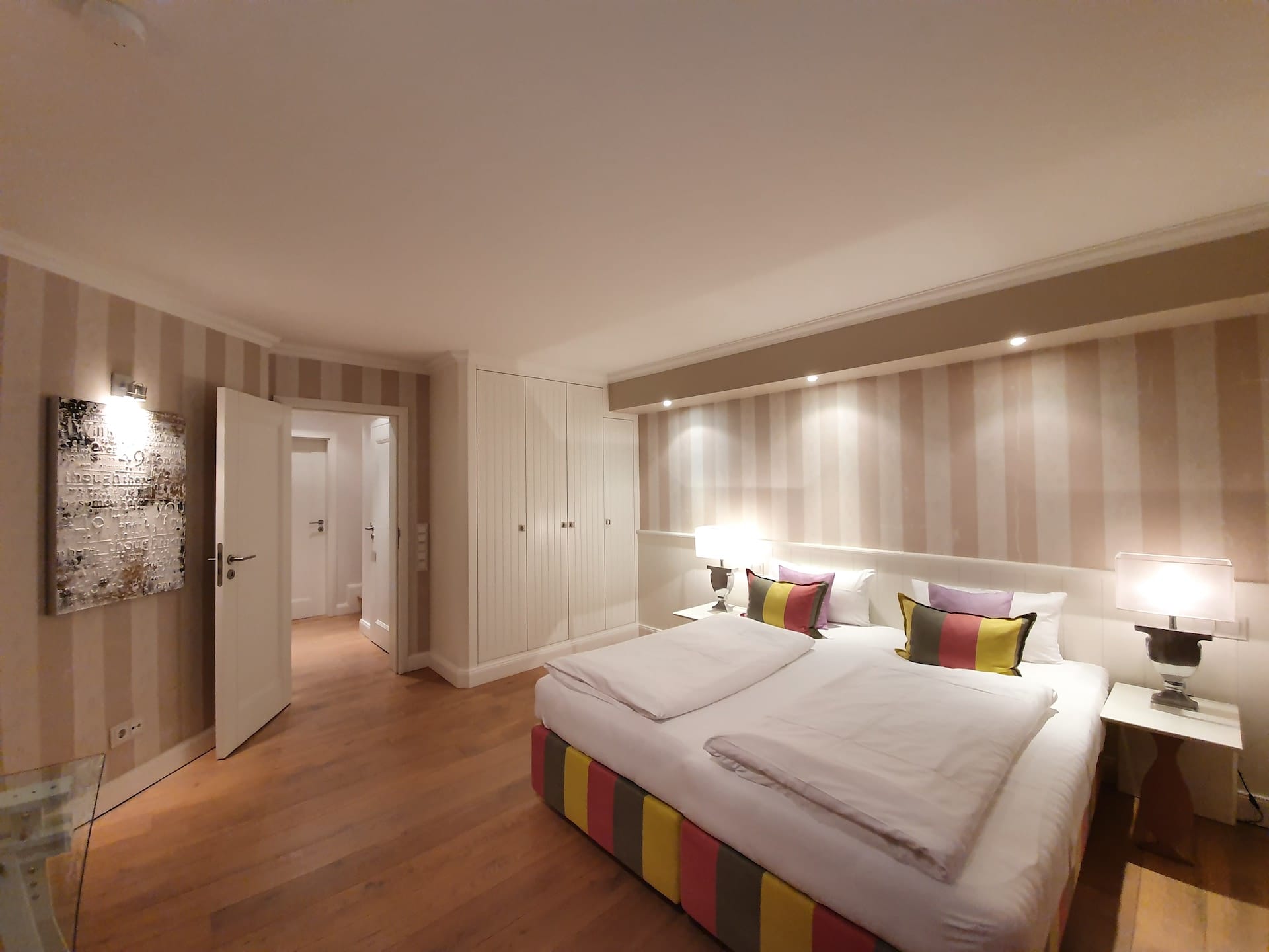 Drittes Schlafzimmer mit Doppelbett im Ferienhaus für 6 Personen "Waashüs" in Rantum auf Sylt, vom Hotel Duene